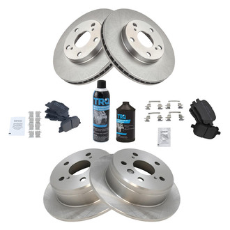 TRQ® - Front and Rear Disc Brake Kit with Semi-Metallic Pads