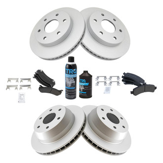 TRQ® - Front and Rear Disc Brake Kit with Semi-Metallic Pads