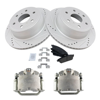 TRQ® - Performance Semi-Metallic Rear Brake Kit with Calipers