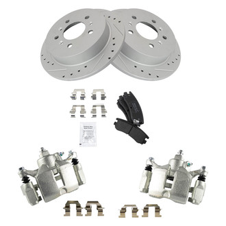 TRQ® - Performance Semi-Metallic Rear Brake Kit with Calipers