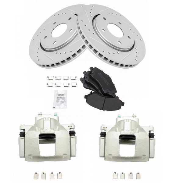 TRQ® - Performance Semi-Metallic Front Brake Kit with Calipers