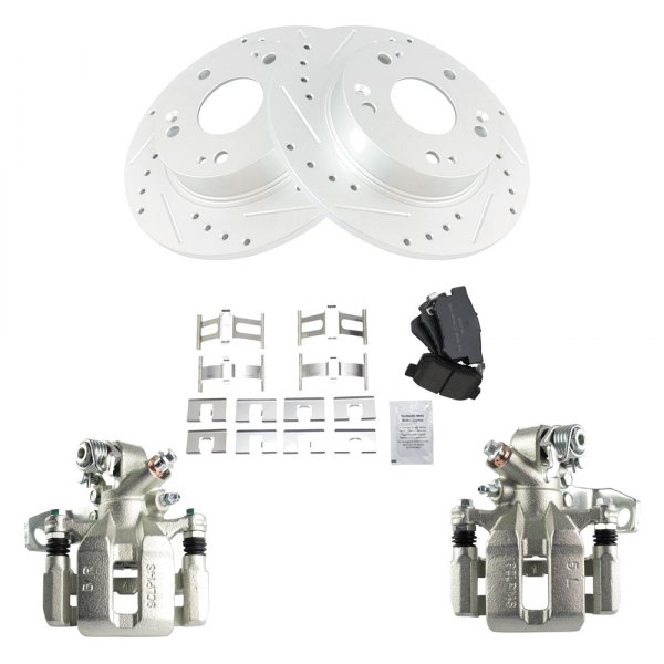 TRQ® - Performance Semi-Metallic Rear Brake Kit with Calipers