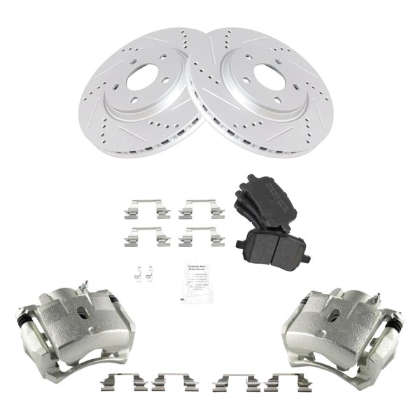 TRQ® - Performance Semi-Metallic Front Brake Kit with Calipers