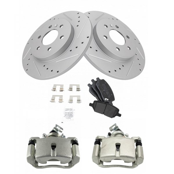 TRQ® - Performance Semi-Metallic Rear Brake Kit with Calipers