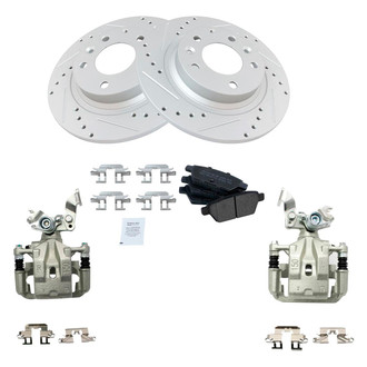 TRQ® - Performance Semi-Metallic Rear Brake Kit with Calipers