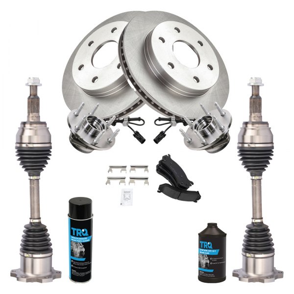 TRQ® - Disc Brake Kit with Ceramic Pads and Hub Assemblies and CV Axles