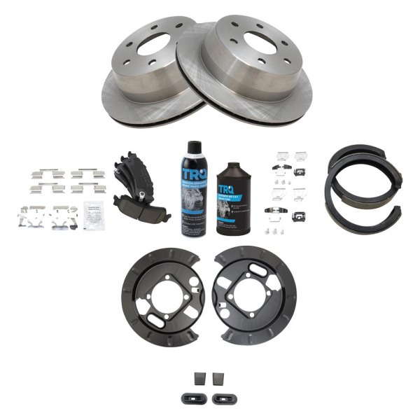 TRQ® - Disc Brake Kit with Ceramic Pads, Shoes and Dust Shields