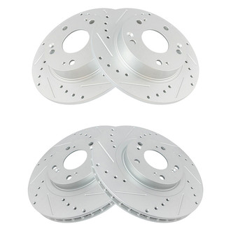 TRQ® - Performance Cross Drilled and Slotted Front and Rear Disc Brake Rotors