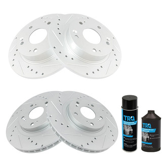 TRQ® - Performance Cross Drilled and Slotted Front and Rear Disc Brake Rotors