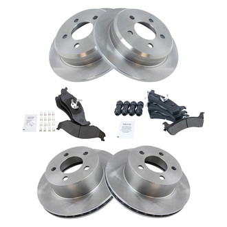TRQ® - Front and Rear Disc Brake Kit with Semi-Metallic Pads