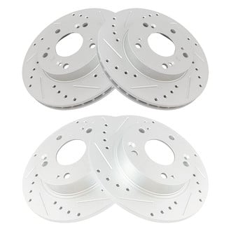 TRQ® - Performance Cross Drilled and Slotted Front and Rear Disc Brake Rotors