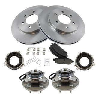TRQ® - Front Disc Brake Kit with Ceramic Pads and Hub Assemblies
