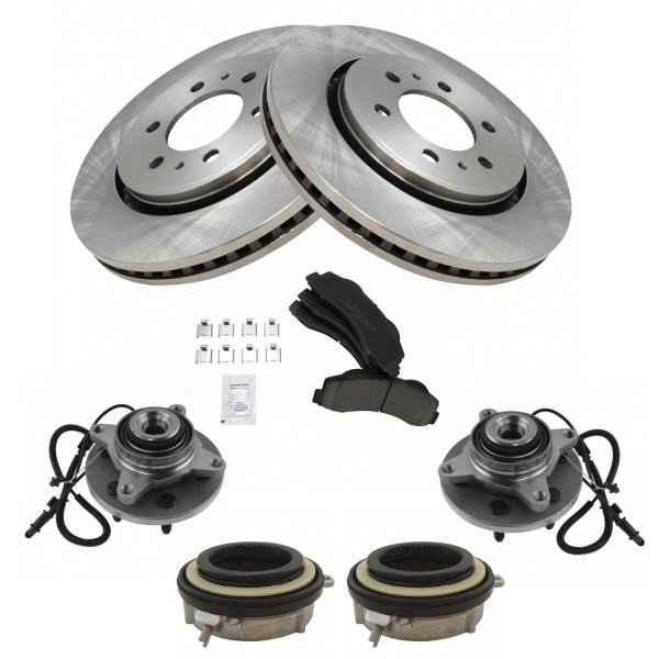 TRQ® - Front Disc Brake Kit with Ceramic Pads and Hub Assemblies