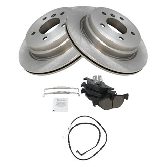 TRQ® - Rear Disc Brake Kit with Semi-Metallic Pads and Pad Wear Sensors