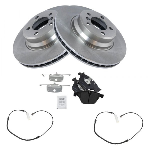 TRQ® - Front Disc Brake Kit with Semi-Metallic Pads and Pad Wear Sensors