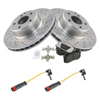 TRQ® - Front Disc Brake Kit with Semi-Metallic Pads and Pad Wear Sensors