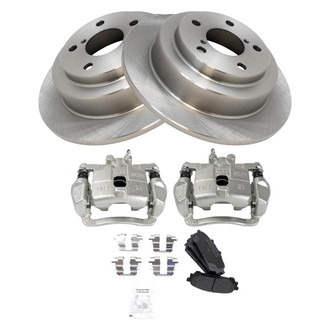 TRQ® - Rear Driver and Passenger Side Disc Brake Kit with Semi-Metallic Pads and Calipers