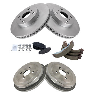 TRQ® - Performance Semi-Metallic Front and Rear Brake Kit with Drum and Shoes