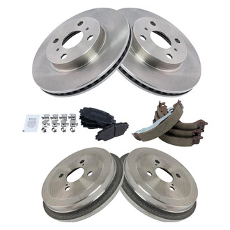 TRQ® - Performance Semi-Metallic Front and Rear Brake Kit with Drum and Shoes