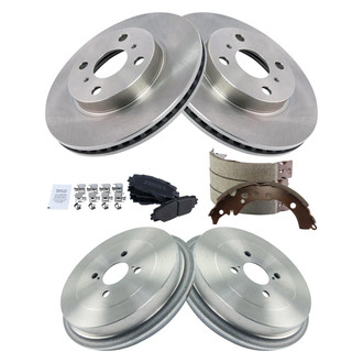 TRQ® - Performance Semi-Metallic Front and Rear Brake Kit with Drum and Shoes