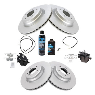 TRQ® - Front and Rear Disc Brake Kit with Semi-Metallic Pads and Pad Wear Sensors