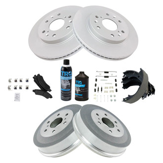 TRQ® - Performance Semi-Metallic Front and Rear Brake Kit with Drum and Shoes