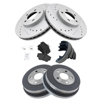 TRQ® - Performance Semi-Metallic Front and Rear Brake Kit with Drum and Shoes