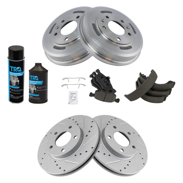 TRQ® - Performance Ceramic Rear Brake Kit with Drum and Shoes