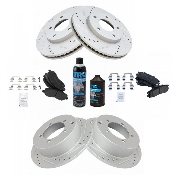 TRQ® - Front and Rear Disc Brake Kit with Semi-Metallic Pads