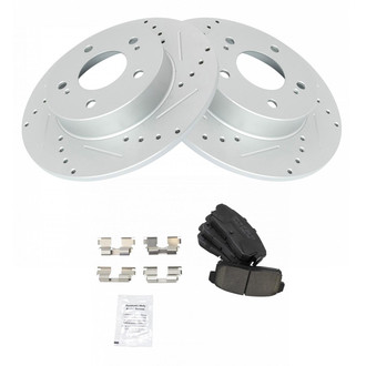 TRQ® - Performance Ceramic Rear Brake Kit with Hub Assemblies