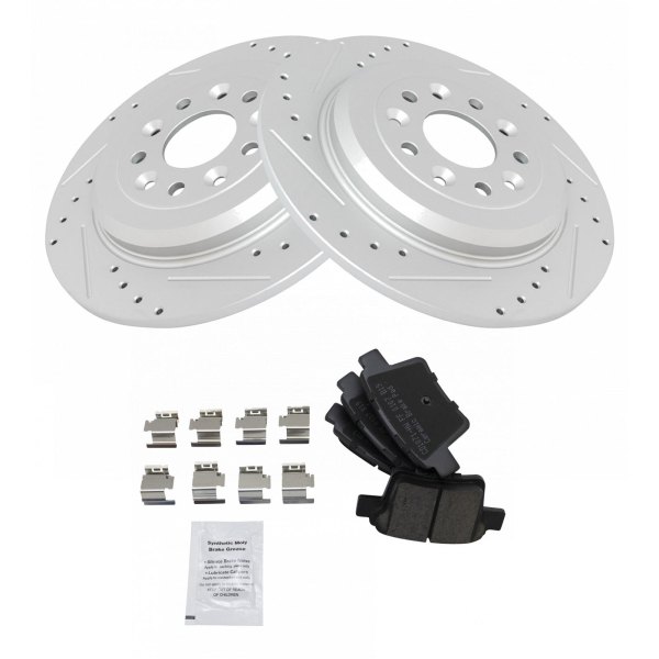 TRQ® - Performance Ceramic Rear Brake Kit with Hub Assemblies