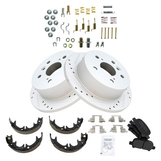 TRQ® - Performance Semi-Metallic Rear Brake Kit with Parking Brake Shoes