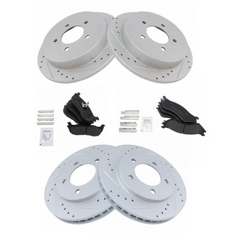 TRQ® - Front and Rear Disc Brake Kit with Semi-Metallic Pads