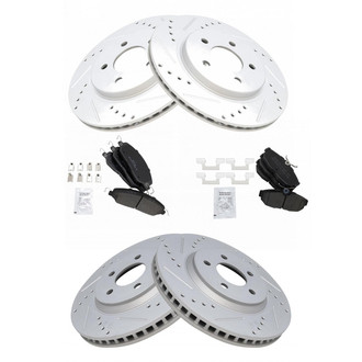 TRQ® - Front and Rear Disc Brake Kit with Semi-Metallic Pads
