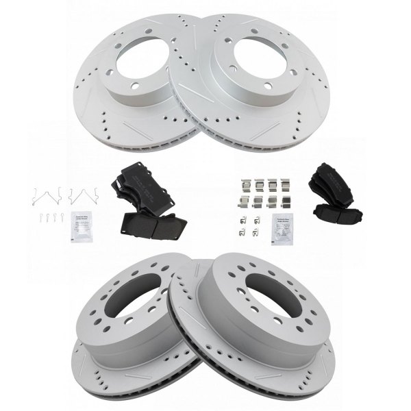 TRQ® - Front and Rear Disc Brake Kit with Semi-Metallic Pads