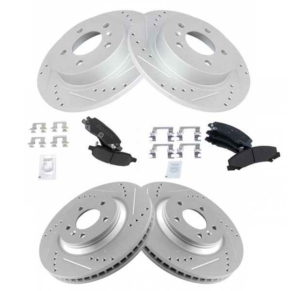 TRQ® - Front and Rear Disc Brake Kit with Semi-Metallic Pads