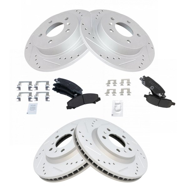 TRQ® - Front and Rear Disc Brake Kit with Semi-Metallic Pads