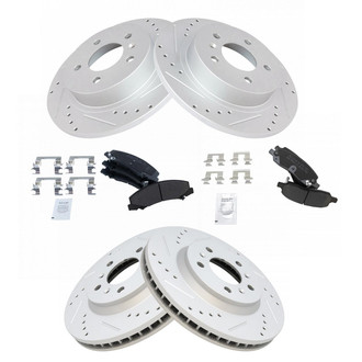 TRQ® - Front and Rear Disc Brake Kit with Semi-Metallic Pads
