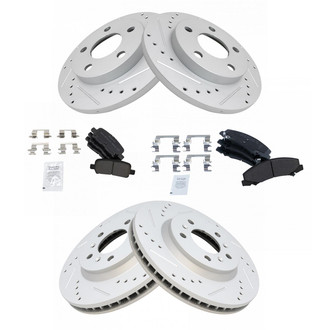 TRQ® - Front and Rear Disc Brake Kit with Semi-Metallic Pads