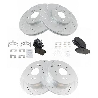 TRQ® - Front and Rear Disc Brake Kit with Semi-Metallic Pads