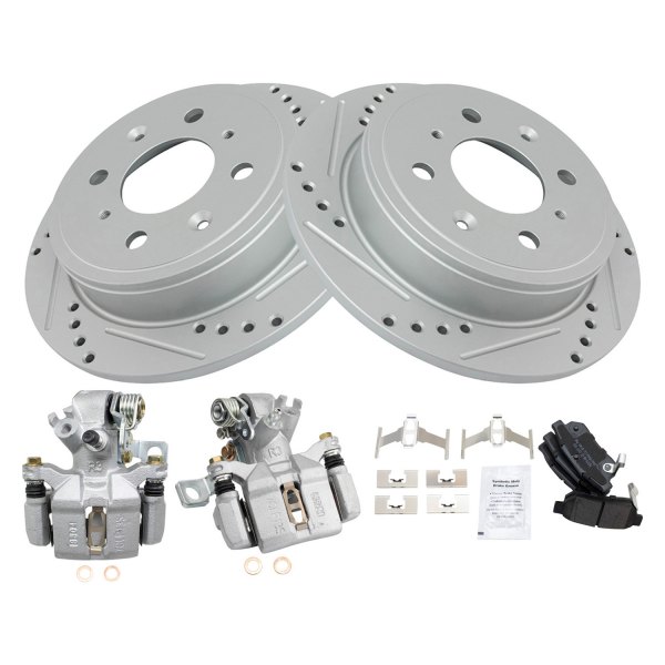 TRQ® - Performance Semi-Metallic Rear Brake Kit with Calipers