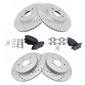 TRQ® - Front and Rear Disc Brake Kit with Semi-Metallic Pads