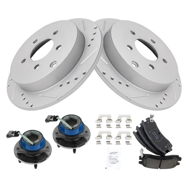 TRQ® - Performance Ceramic Rear Brake Kit with Hub Assemblies