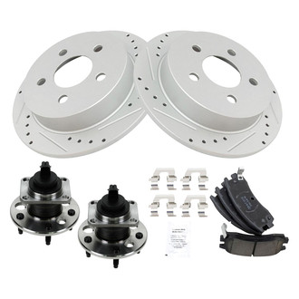 TRQ® - Performance Ceramic Rear Brake Kit with Hub Assemblies