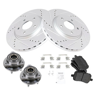 TRQ® - Performance Semi-Metallic Front Brake Kit with Hub Assemblies