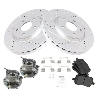 TRQ® - Performance Semi-Metallic Front Brake Kit with Hub Assemblies