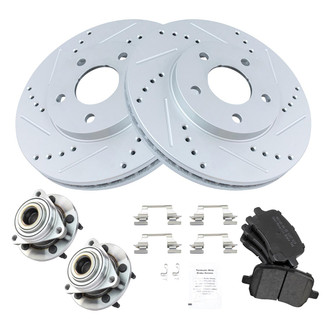TRQ® - Performance Semi-Metallic Front Brake Kit with Hub Assemblies
