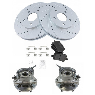 TRQ® - Front Disc Brake Kit with Semi-Metallic Pads and Hub Assemblies