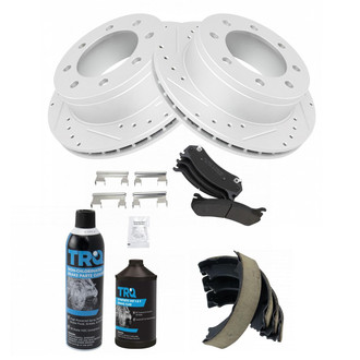 TRQ® - Performance Semi-Metallic Rear Brake Kit with Parking Brake Shoes