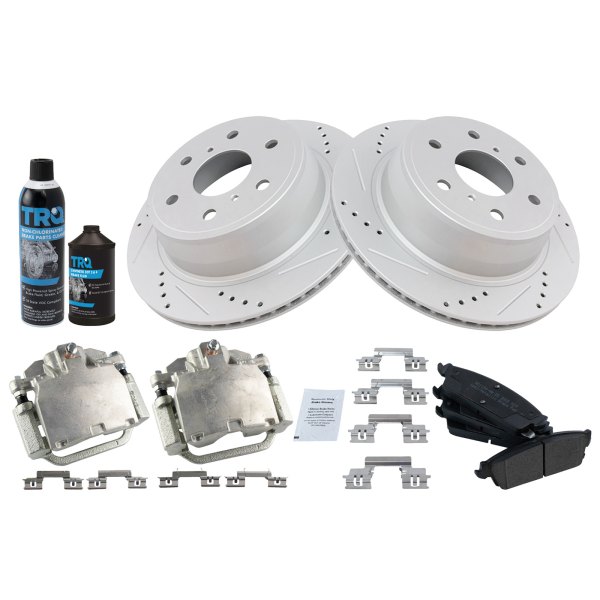 TRQ® - Performance Semi-Metallic Rear Brake Kit with Calipers